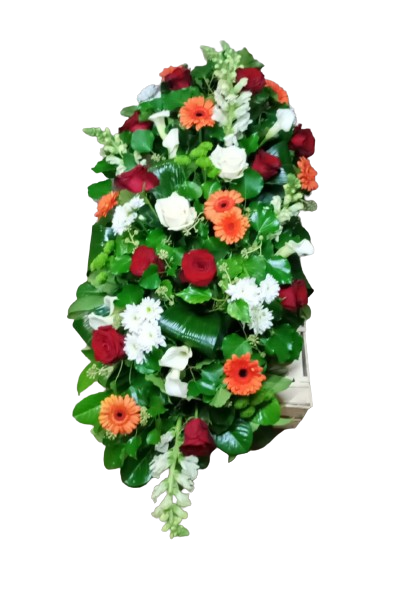 Coussin long (rouge, orange et blanc)