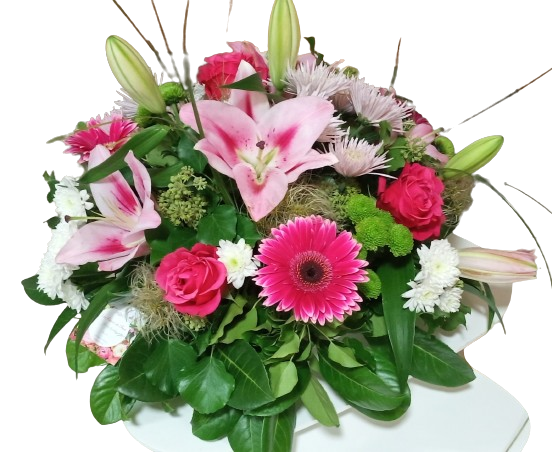 Composition fleurs variés (rose et blanc)