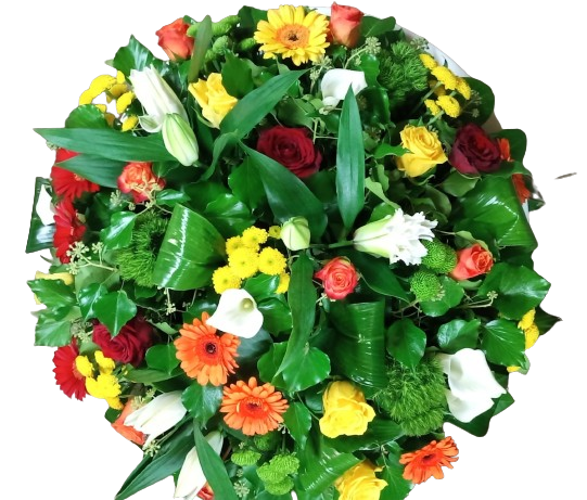 Coussin rond en fleurs variés